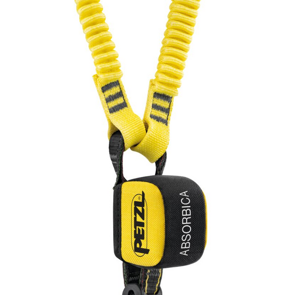 Petzl ABSORBICA-Y TIE-BACK Lanyard – The Petzl ABSORBICA-Y TIE-BACK is a Double Lanyard with integrated intermediate tie-back rings and a compact energy absorber. Designed for vertical progression on very large structures. Available with or without Connectors. Shop now. – Now available at MTN Shop US.