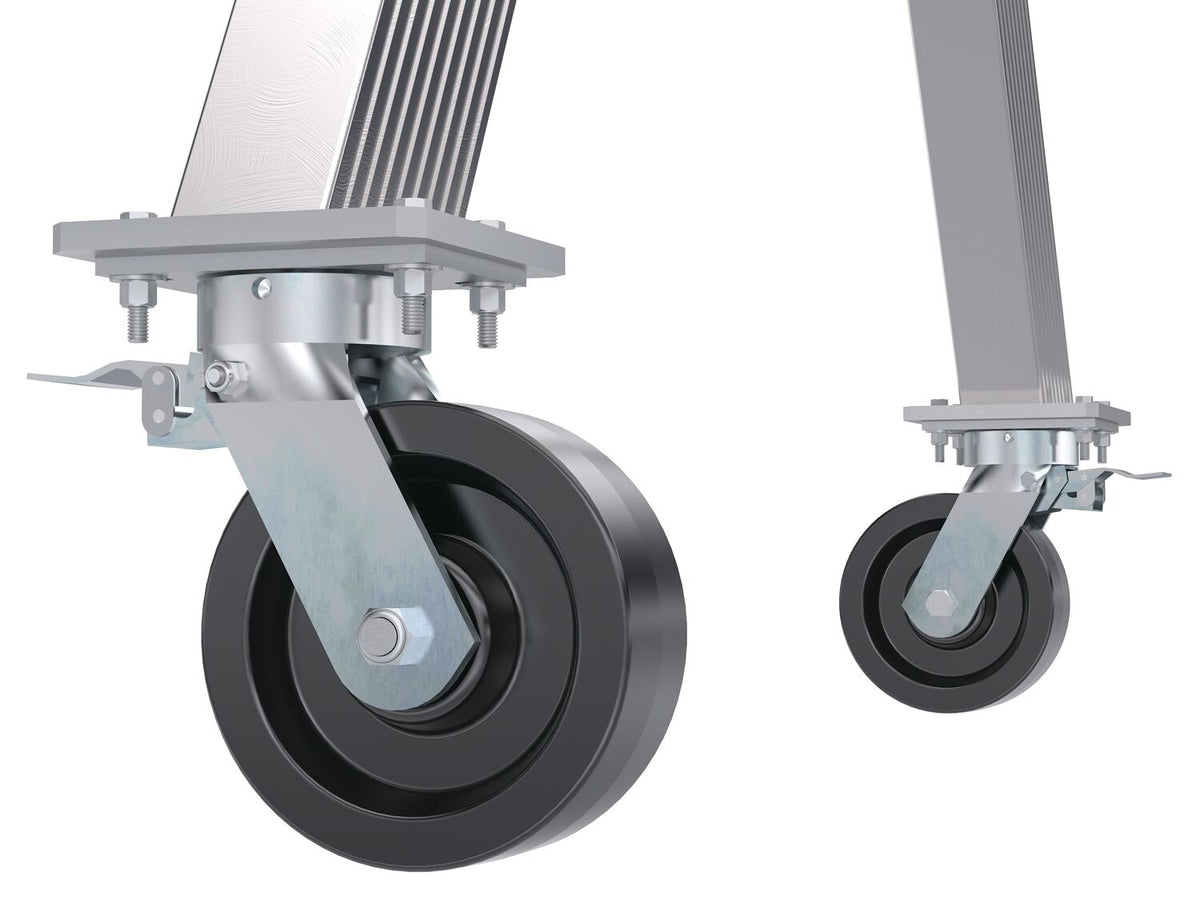Grúas pórtico de aluminio de altura ajustable de Vestil Manufacturing Corp con ruedas de bloqueo total: ahora disponibles en MTN Shop US.