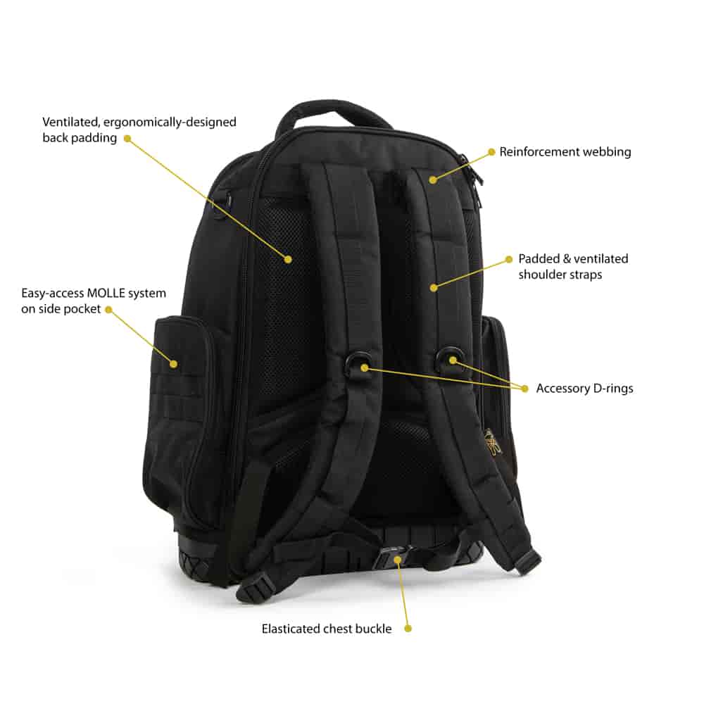 Mochila para técnicos de Dirty Rigger: la bolsa para equipos Dirty Rigger tiene 12 litros de espacio para herramientas, tabletas y más. Esta bolsa de herramientas acolchada con correa para el hombro es ideal para aparejadores, uso en construcción y más. – Ahora disponible en MTN Shop US. - imagen 3