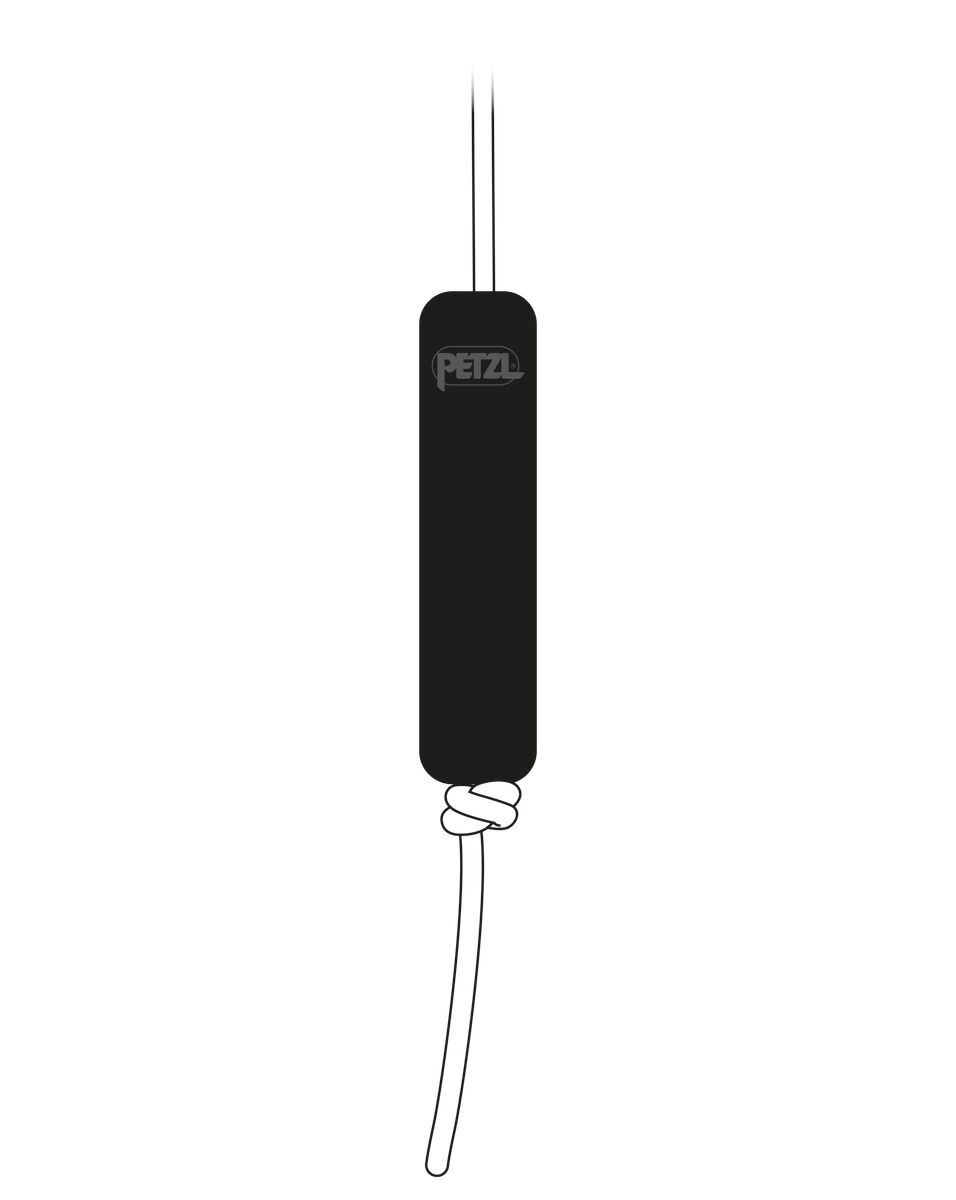Lastre de tubo Petzl negro para estabilizar trípodes y anclajes.