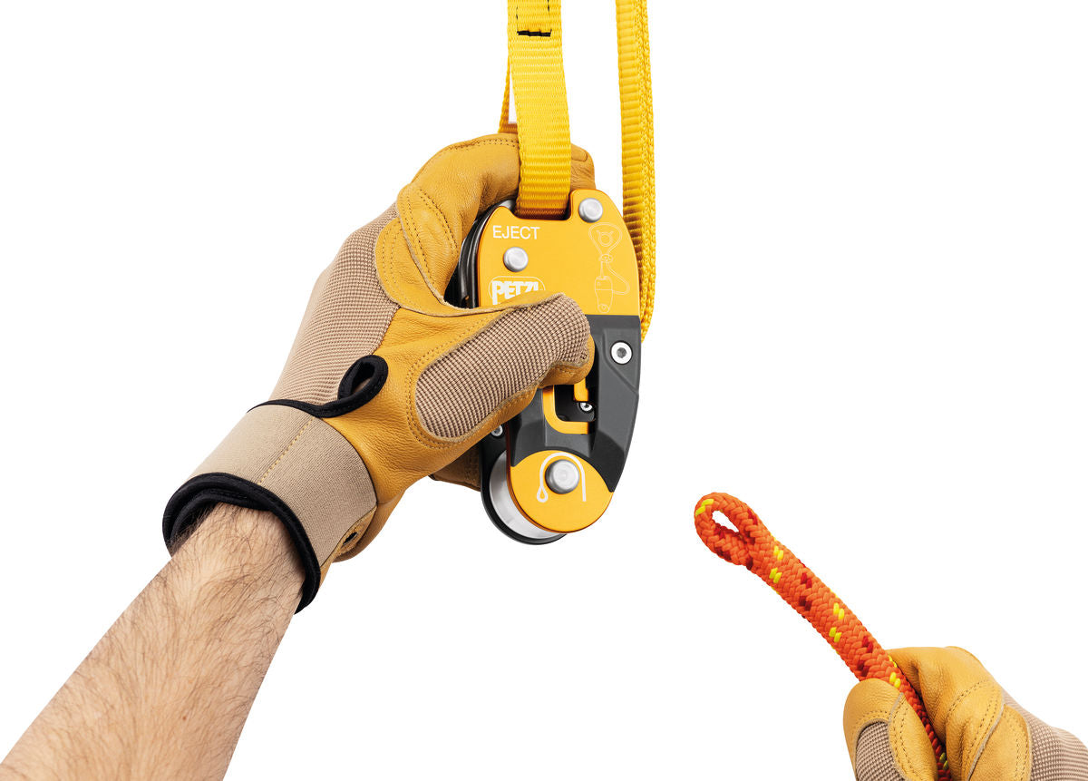Protector de fricción ajustable Petzl Eject amarillo y negro (Modelo: G001AA00)