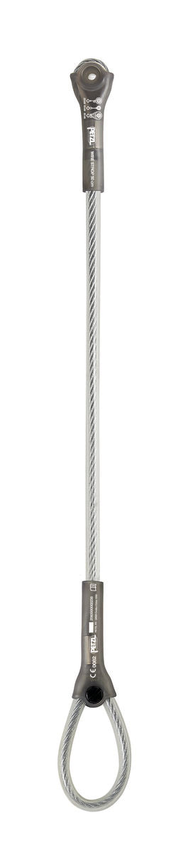 Petzl Wire Strop anchor strap made of 6.5 mm galvanized steel with two different sized terminations for versatile configurations. Features a polyurethane sheath for easy handling and UV protection.