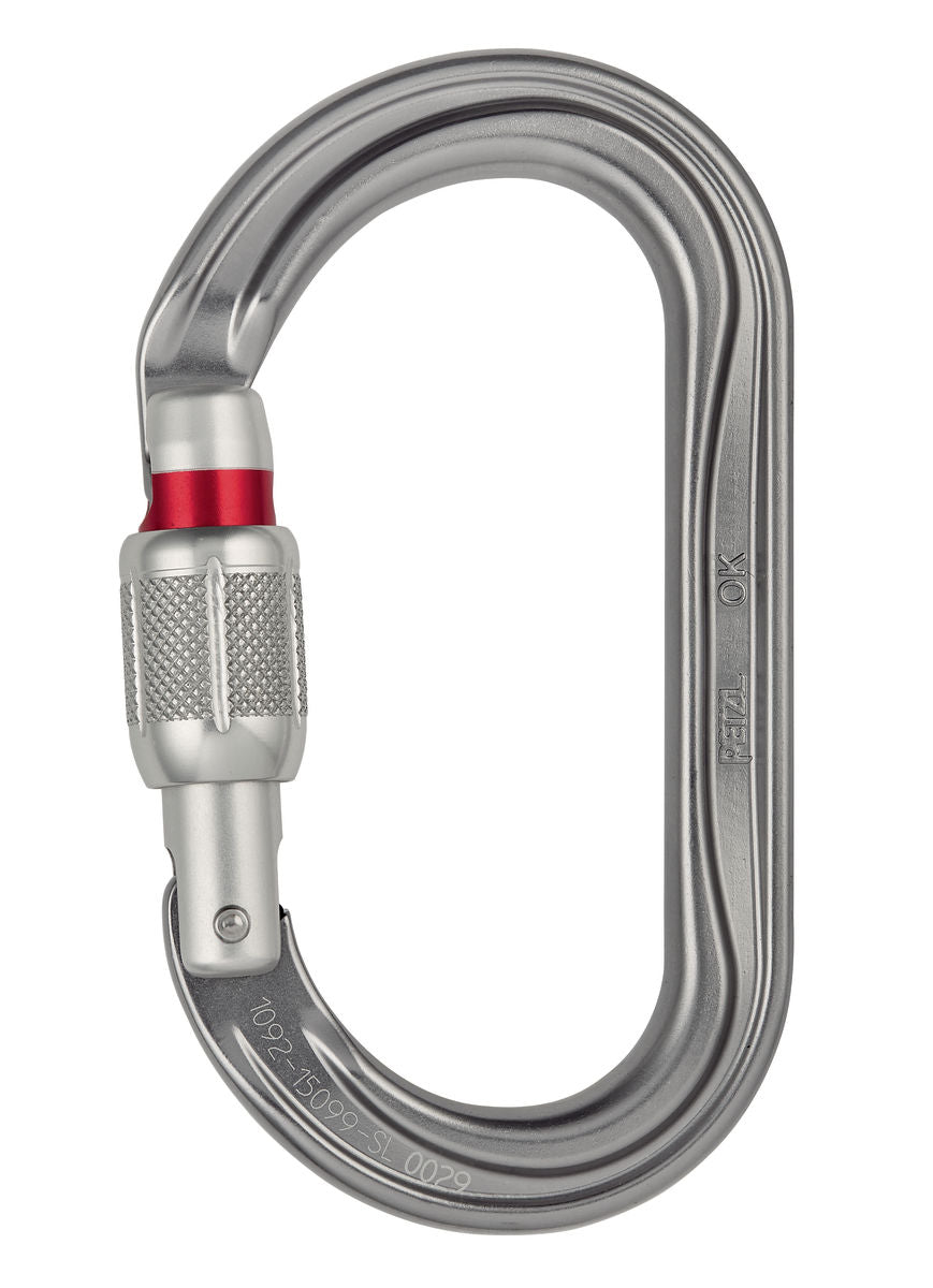 Mosquetón Petzl OK ovalado de aluminio con sistema SCREW-LOCK, diseñado para una carga óptima de dispositivos de sección ancha. - imagen 4