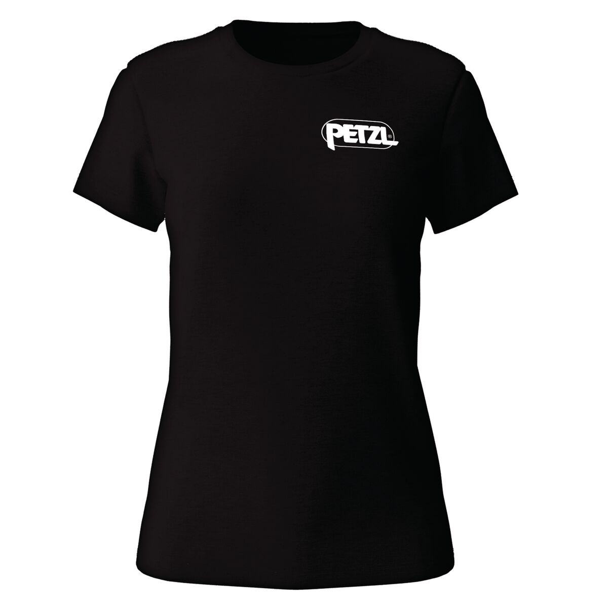 Camiseta Petzl Eve – Camiseta de mujer en mezcla de algodón para uso casual y outdoor, negra con diseño de logo