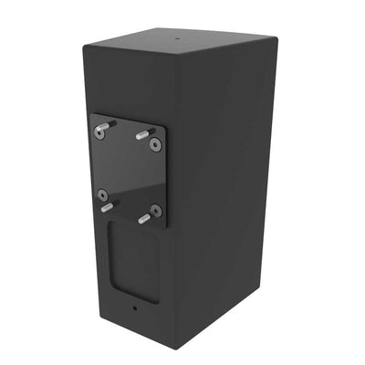 Adaptive Technologies Group MM-100X100-AP adapter plate fitted to the back of a black speaker