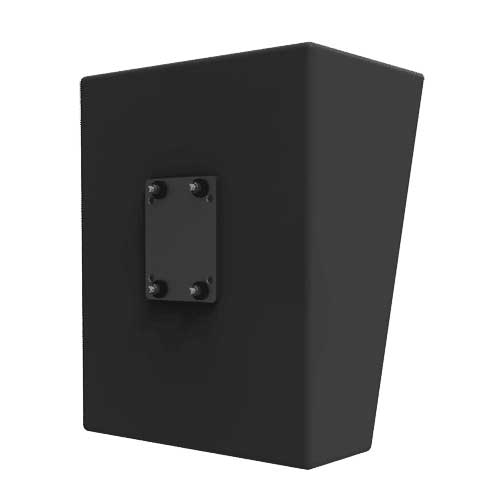 Adaptive Technologies Group MM-HMS-100-AP adapter plate fitted to the back of a black speaker