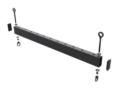 Adaptive Technologies Group SAS-RB rigging beam with eyebolts, end caps and hardware shown exploded