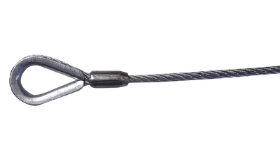 Adaptive Technologies Group 1/4 in wire rope sling with galvanized thimble eye and swaged oval sleeve