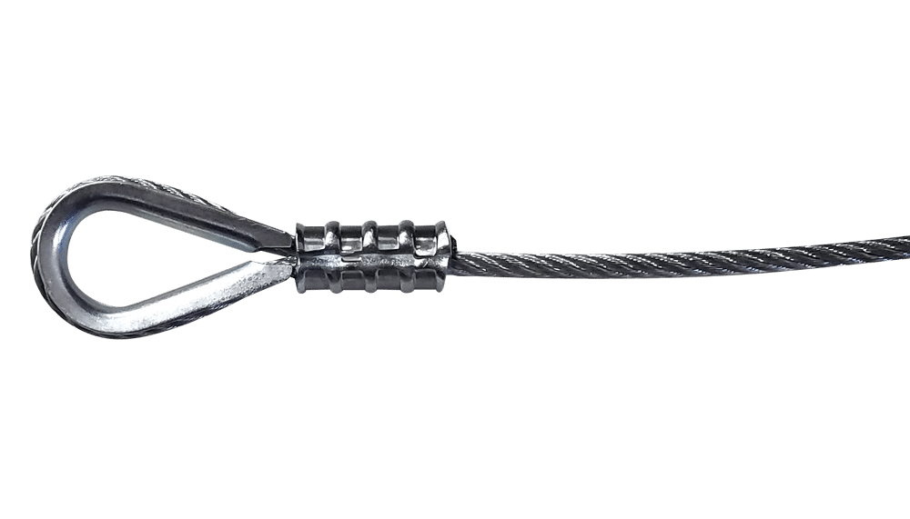 Adaptive Technologies Group 3/16 in wire rope sling end with thimble eye and ribbed swaged sleeve - imagen 3