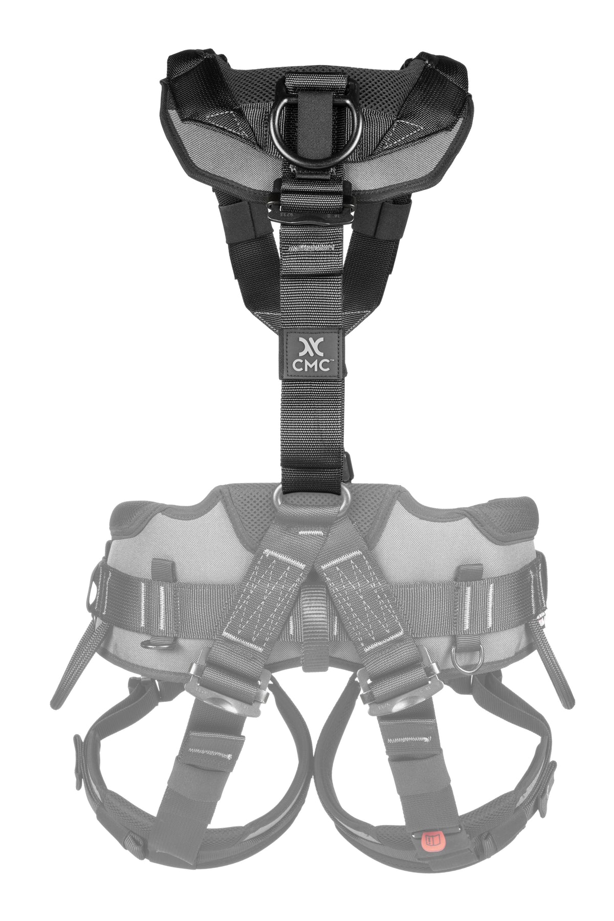 CMC ATOM Chest Harness, chest harness that converts a sit harness to full body, rear view - imagen 5