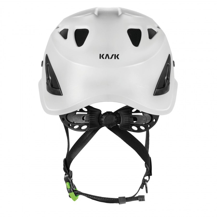 White helmet with black straps on a white background