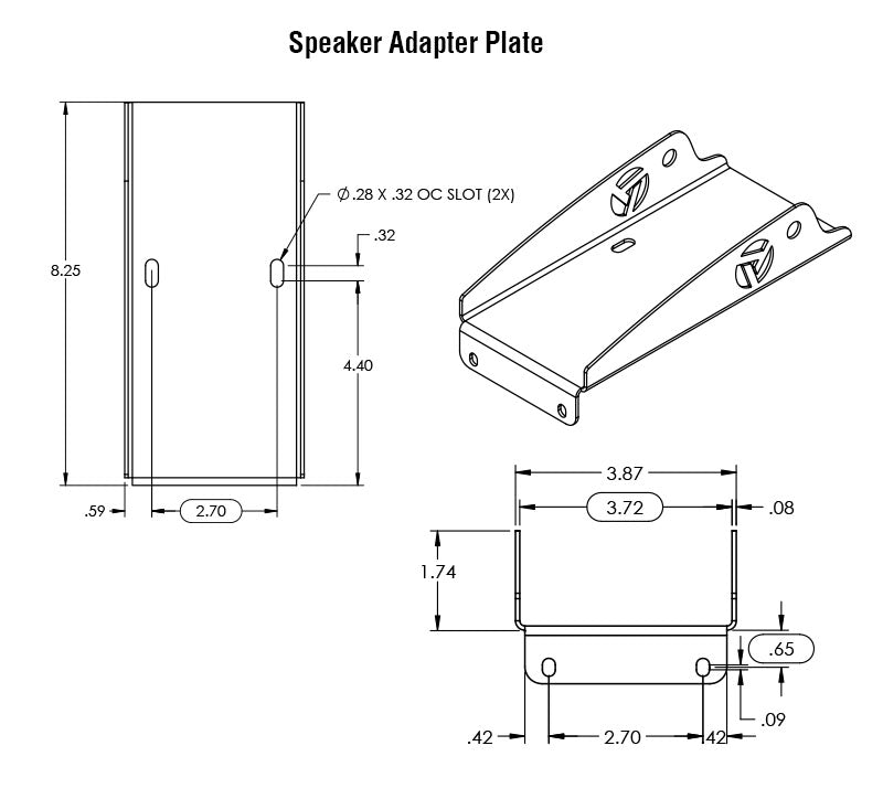 Adaptive Technologies Group MM-705-WM speaker adapter plate dimension drawing - imagen 3