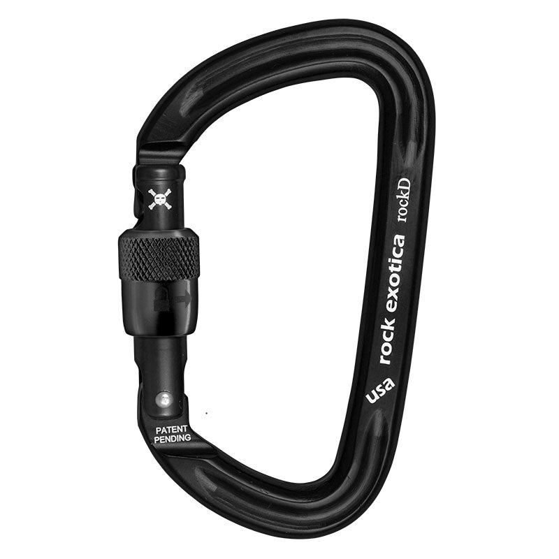 Mosquetón Rock Exotica rockD con cierre de rosca: el rockD es el mosquetón elegido cuando se busca la mayor resistencia en un marco de aluminio de tamaño estándar. – Ahora disponible en MTN Shop US.