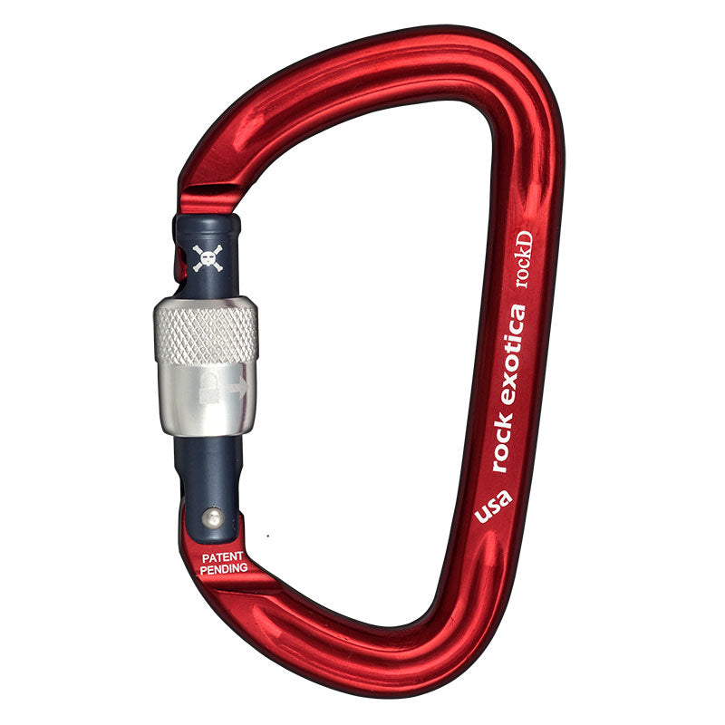 Mosquetón Rock Exotica rockD con cierre de rosca: el rockD es el mosquetón elegido cuando se busca la mayor resistencia en un marco de aluminio de tamaño estándar. – Ahora disponible en MTN Shop US.