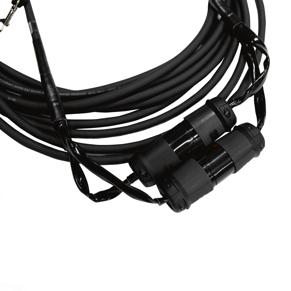 Mountain Productions Dual Twist Motor Cable 16/7 (3-Phase)– 16/7 Motor Cables with Dual Twist Hubbell Connectors for electric chain hoist power and control. Best motor cables for CM chain hoists in lengths from 5' to 200' – Now available at MTN Shop US.