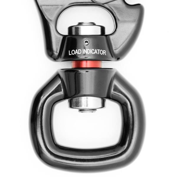 Kong Tango 360 Double Gate Connector Carabiner with Swivel– The Kong Tango 360 Connector combines Tango connector with a smooth, efficient swivel and an overload indicator. The overload indicator ensures safe use by activating when a load between 200 and 300kg is applied. The connector is directional to prevent twisting of ropes, lanyards and metal cables.The Double Gate safety system is easy to use and reduces the risk of accidental opening. The Keylock system prevents accidental snags while maneuvering. S - imagen 3