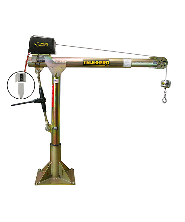 OZ Lifting Tele-Pro Davit Crane– The Tele-Pro Davit Crane from OZ Lifting features a patented telescopic booming adjustment that can extend and retract while under load. The telescoping boom can be adjusted using the winch handle or a drill drive adapter. The crane is supplied with either a manual winch, AC winch or DC winch and is available with lifting capacities of 500lbs, 1200lbs or 2500lbs. – Now available at MTN Shop US. - imagen 2