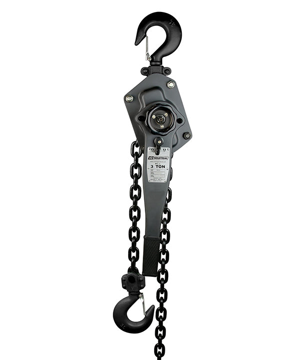 OZ Lifting Industrial Lever Hoist– The Oz Lifting industrial lever hoist is an all steel constructed, lever operated hoist with lifting capacities of 0.75 ton, 1.5 ton and 3 ton, and an aluminum construction 0.25 ton model. The hoist uses a 100% load tested grade 80 alloy chain and features fully enclosed gearing for protection against contaminants and debris. The hoist has load sheave bearings and a long lasting powder coated finish. The steel handle has a rubber grip for easy control and grip. The hoist a