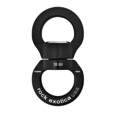 Rock Exotica Rotator Round Giratorio: el ojo grande de 1,3" (32 mm) permite la conexión de múltiples mosquetones, sin dejar de alinearse perfectamente con un solo conector. Ahora disponible en MTN Shop US.