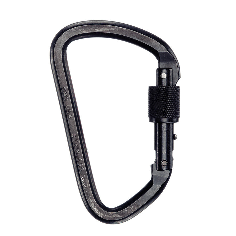 Mosquetón de bloqueo de acero inoxidable PMI SMC Lite: los mosquetones de bloqueo de acero inoxidable SMC Lite son compactos, livianos y los profesionales de rescate en espeleología y montañismo los utilizan con frecuencia. Puerta con cerradura de tornillo: ahora disponible en MTN Shop US.