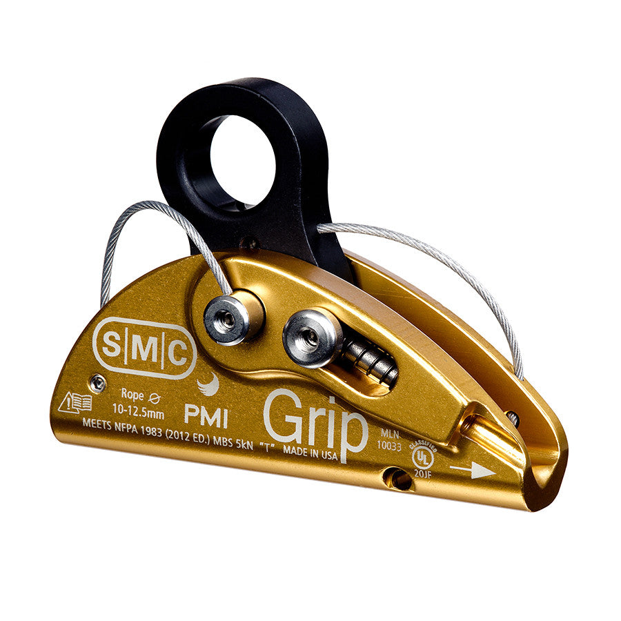 SMC/PMI Anodized Grip– The SMC/PMI Anodized Grip is a solid, compact rope grab that can be used as a ratchet or to grip a kernmantle rope. Special cam protects rope in unexpected loading – Now available at MTN Shop US.