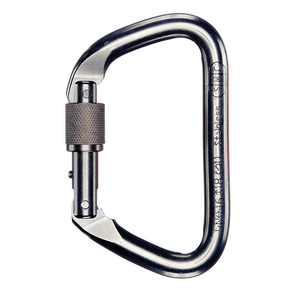 Mosquetón de acero inoxidable con bloqueo grande D PMI SMC: los mosquetones de acero inoxidable con bloqueo grande D de SMC son ideales para profesionales de rescate. Se adapta fácilmente a los rieles de la caja de arena; Acabado en acero inoxidable o revestimiento negro: ahora disponible en MTN Shop US.