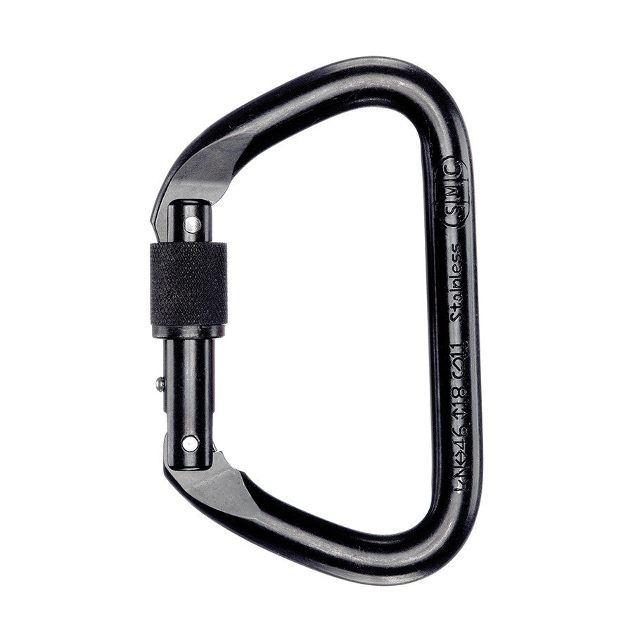 Mosquetón de acero inoxidable con bloqueo grande D PMI SMC: los mosquetones de acero inoxidable con bloqueo grande D de SMC son ideales para profesionales de rescate. Se adapta fácilmente a los rieles de la caja de arena; Acabado en acero inoxidable o revestimiento negro: ahora disponible en MTN Shop US. - imagen 4