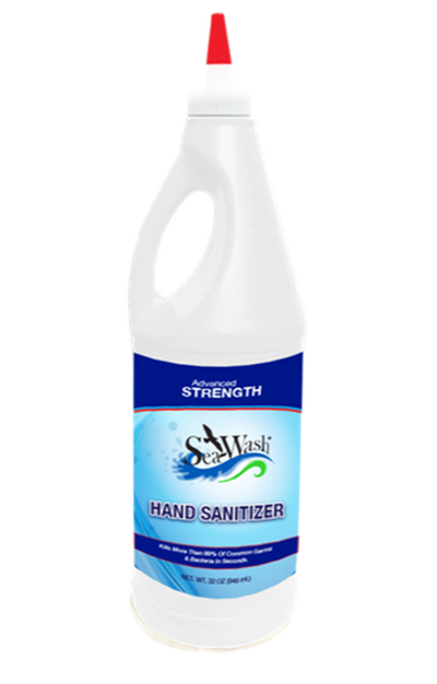 MTN FDA-Compliant SeaWash Hand Sanitizer 32 oz (Case of 12)– SeaWash Gel Hand Sanitizer from Smitty's Supply comes in a case of 12 Quart Bottles that have EZ Transfer Tops – Now available at MTN Shop US.