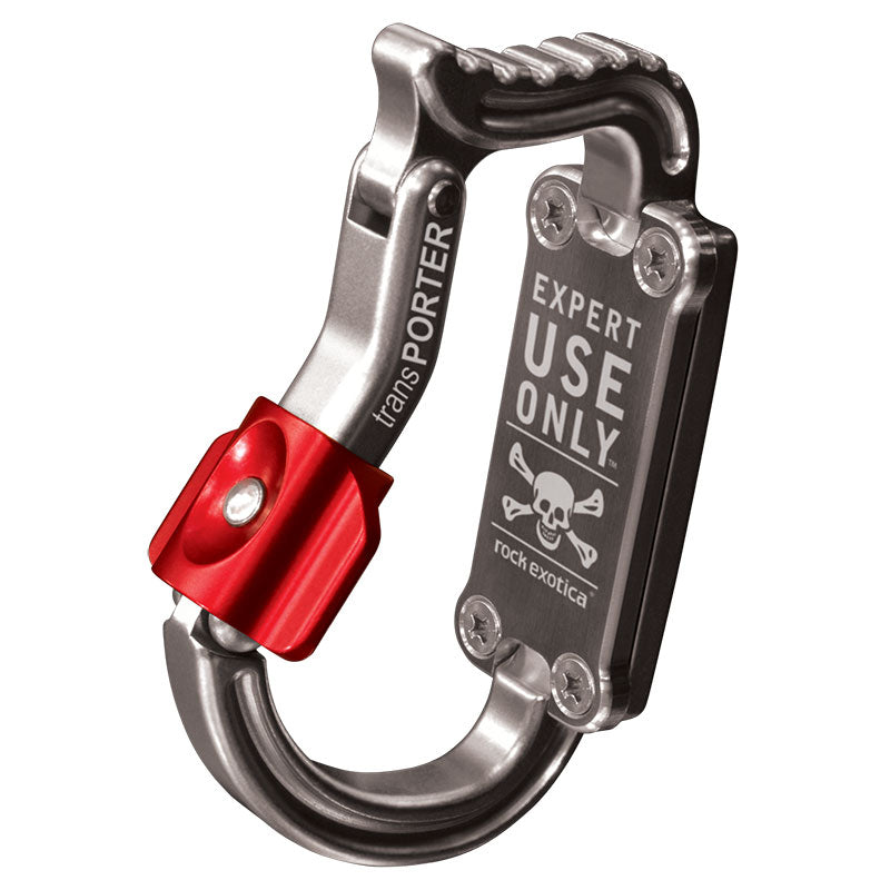 Mosquetón Rock Exotica Transporter: el transPorter está diseñado como un “portaherramientas” de arnés hecho para facilitar su uso y seguridad. – Ahora disponible en MTN Shop US.