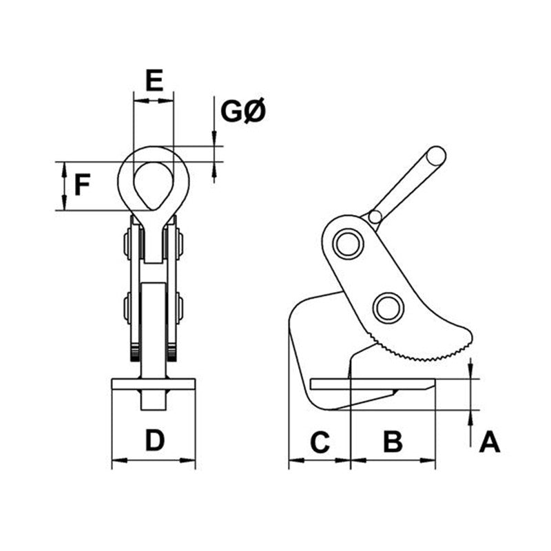 Camlok™ CH Heavy-Duty Horizontal Plate Clamp– Camlock CH Heavy-Duty Horizontal Plate Clamps must always be used in pairs and can be used on all types of materials in plate form, providing the plate can withstand the forces imposed. Standard CH clamps are supplied with smooth jaws. The CH Clamps are made for loading process machines and to lift and transport sheet steel plates in the horizontal position. – Now available at MTN Shop US. - imagen 2
