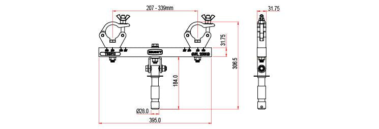 Adaptador de armazón giratorio sólido Doughty (aluminio). Suministrado por MTN Shop UE