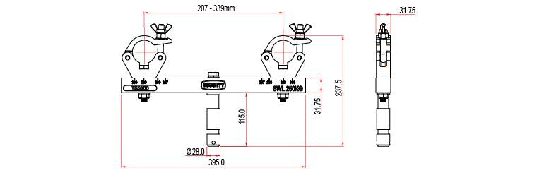 Adaptador de armazón fijo sólido Doughty con espiga de 28 mm de diámetro - MTN Shop EU