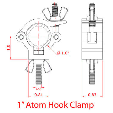 Especificaciones de la abrazadera de gancho Atom Doughty de 1'' - Tienda MTN
