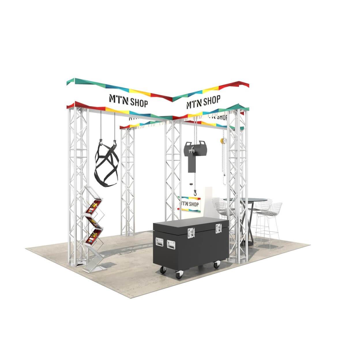 Paquete de stand de armadura para feria comercial MTN: stand de isla (estructura de 5 torres)