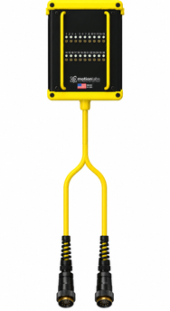 Motion Labs 16 channel yellow hand held chain hoist remote control, large frame with offset handles and two 5 ft tails - imagen 4