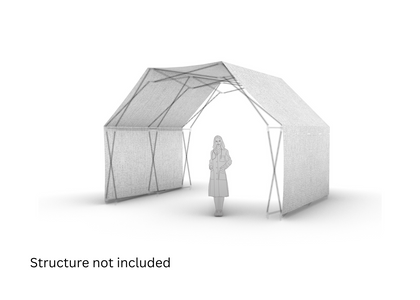 Representación 3D de Konligo del revestimiento de membrana exterior blanco Arko470 para estructura modular para eventos, estructura no incluida, ahora disponible en MTN SHOP US.