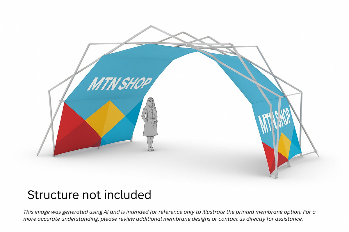 Konligo Fastival inner printed membrane attached to frame. 3D illustration with human scale reference, now available on MTN SHOP US - imagen 6