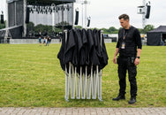 Konligo arch tent in folded position showing compact storage dimensions - imagen 2