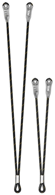 Petzl Jane-Y non-adjustable dynamic rope lanyard, designed for fall arrest when combined with an ABSORBICA energy absorber. Features plastic sheaths for secure carabiner positioning and abrasion protection. Available in 60 cm and 100 cm lengths.