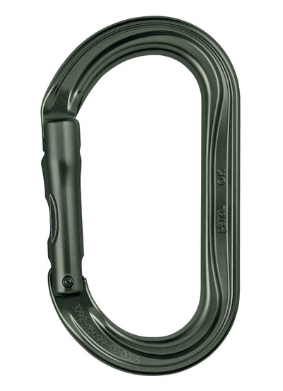 Mosquetón Petzl OK ovalado de aluminio con sistema TRIACT-LOCK, BALL-LOCK o SCREW-LOCK, diseñado para una carga óptima de dispositivos de sección ancha.