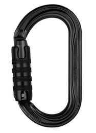 Mosquetón Petzl OK ovalado de aluminio con sistema TRIACT-LOCK, diseñado para una carga óptima de dispositivos de sección ancha.