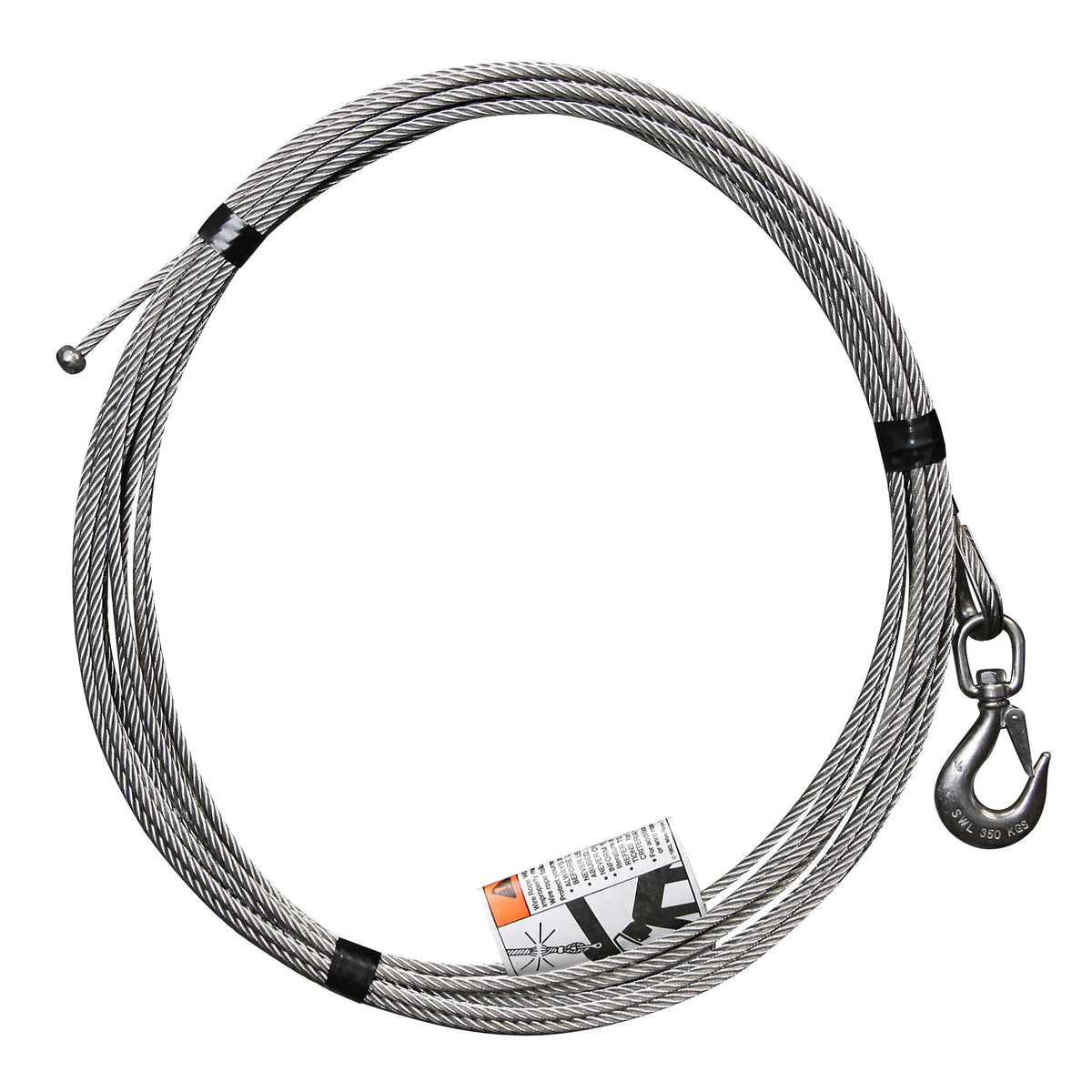 OZ Lifting 1/4" Galvanized / Stainless Steel Cable Assembly with Ball End Fitting and Swivel Hook with Latch - imagen 2
