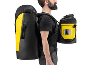 Yellow Petzl Transport 60L durable backpack for gear hauling.