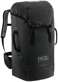 Black Petzl Transport 60L durable backpack for gear hauling.