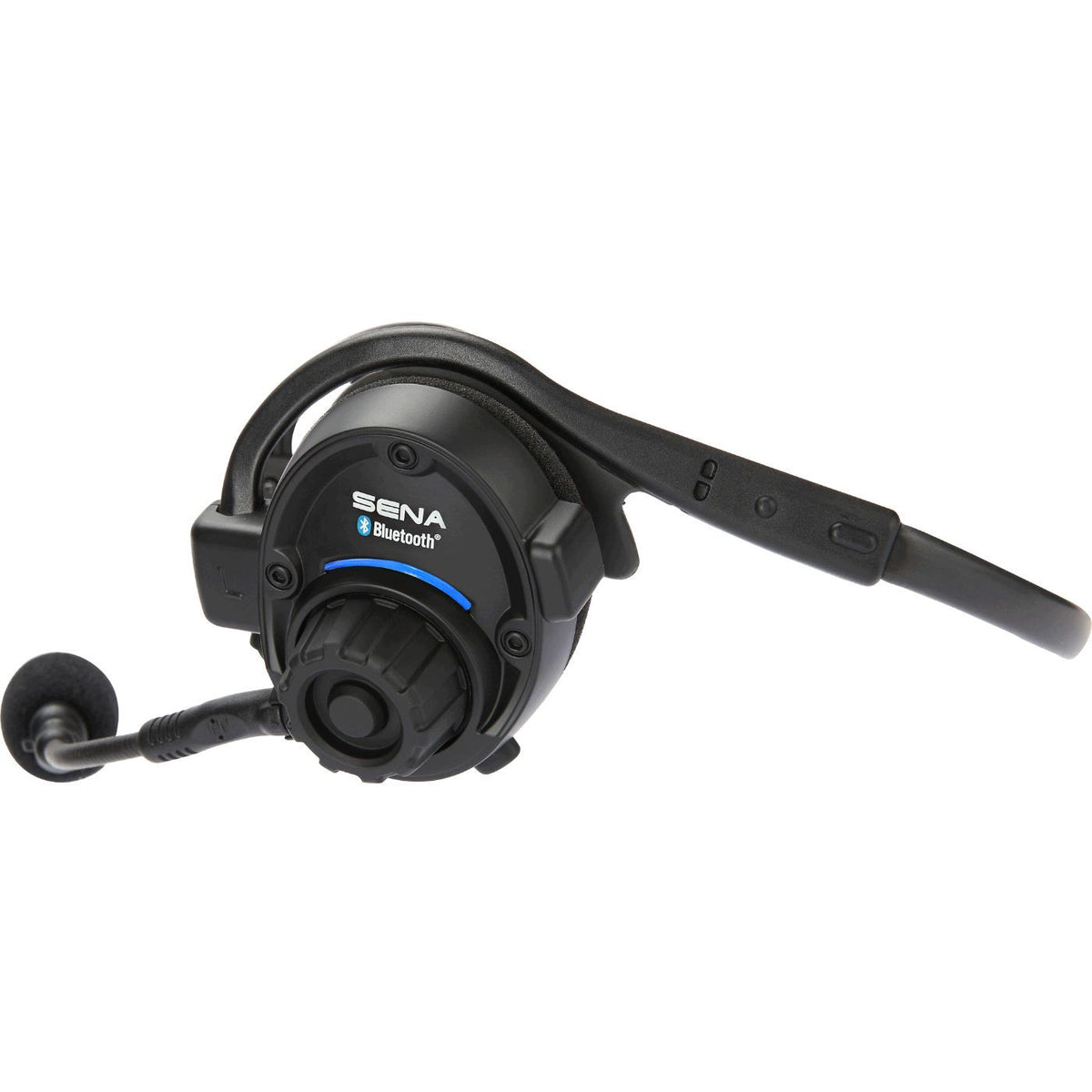 Sena SPH10 side view with boom microphone extended and connector visible - imagen 3