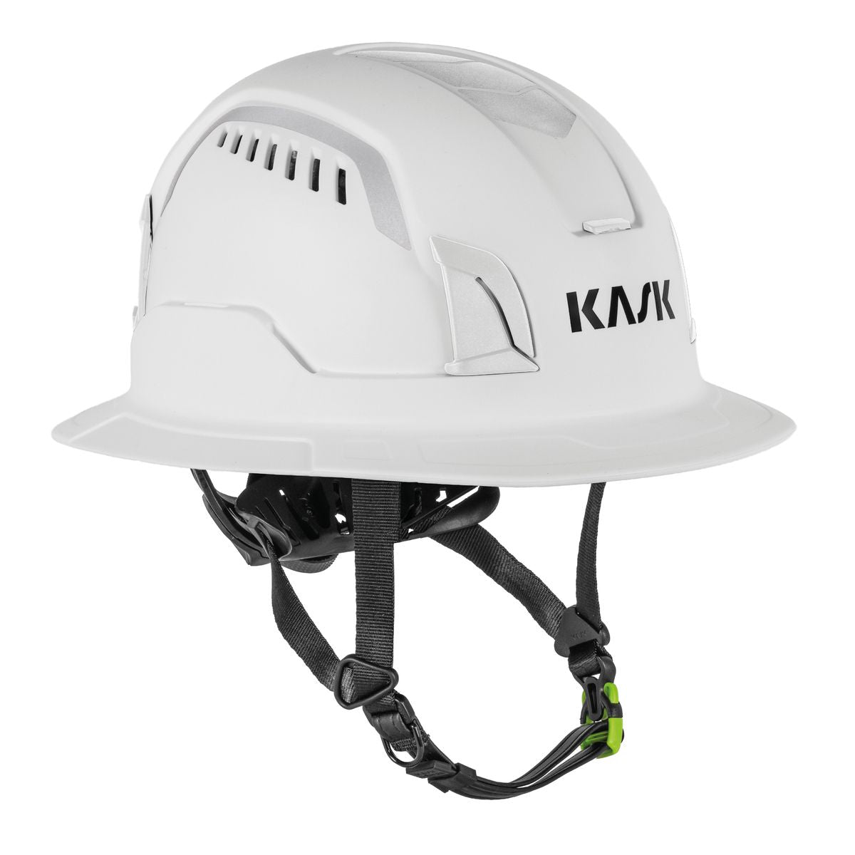 KASK Zenith X2 Air Full Brim Hi Viz safety helmet in white with air intakes and chin strap - imagen 3