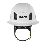KASK Zenith X2 FR Full Brim safety helmet in white, front view with KASK logo and chin strap - imagen 7