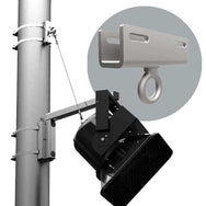 Adaptive Technologies Group PM-SAFETY-6DOWN anchor on a pole above a speaker with anchor detail inset