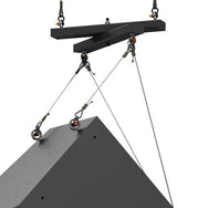 Adaptive Technologies Group SAS-1WA steerable cross arm suspending a speaker from a beam with cables