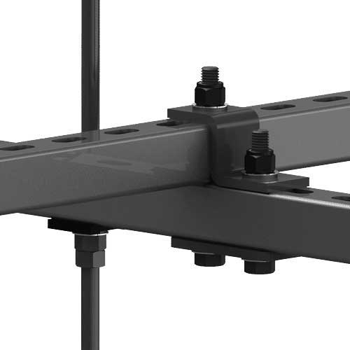 Adaptive Technologies Group CG-150NPS-PEC pipe coupler bolted to strut channel with threaded rods - imagen 2